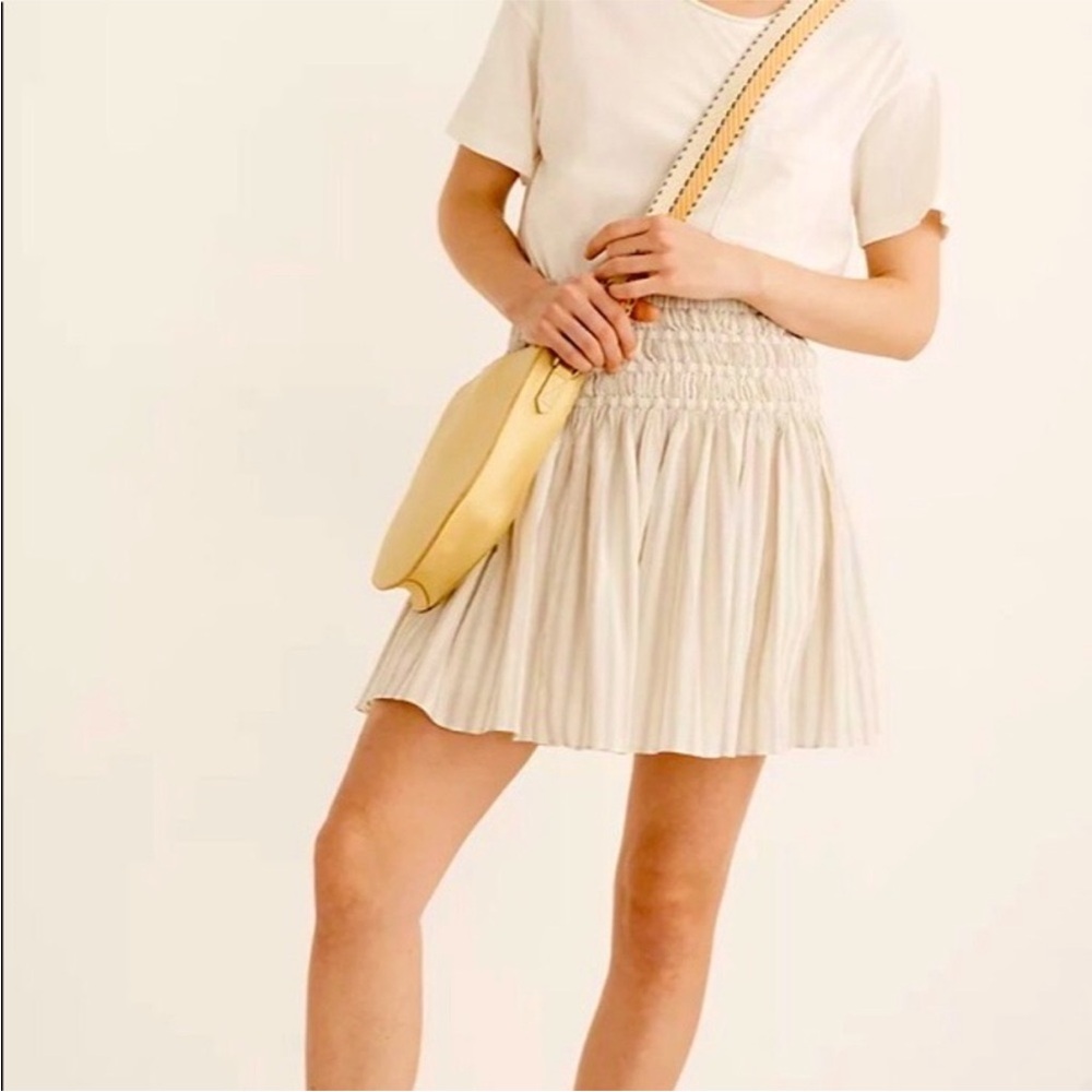 Madewell Smocked White Mini Skirt